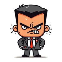 Angry Boss Cartoon Character Vector Illustration. Businessman Cartoon Concept