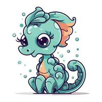 Cute cartoon seahorse. Vector illustration isolated on white background.