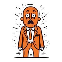 Angry senior man in suit. Vector illustration in doodle style