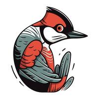 Vector illustration of a red backed woodpecker in cartoon style.