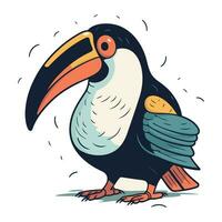 Cute cartoon toucan. Vector illustration isolated on white background.