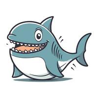 Shark Cartoon Mascot Character Vector Illustration. Isolated On White Background