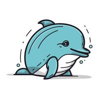 Cute dolphin cartoon. Vector illustration isolated on a white background.