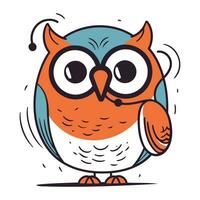 Cute cartoon owl. Vector illustration. Isolated on white background.