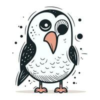 Cute cartoon penguin. Vector illustration. Isolated on white background.