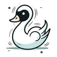 Vector illustration of a swan on a white background. Cartoon style.