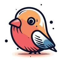 Vector illustration of cute bird. Isolated on white background. Flat style.