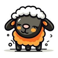 Cute sheep cartoon. Vector illustration. Isolated on white background.