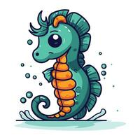 Cute cartoon seahorse. Vector illustration isolated on white background.