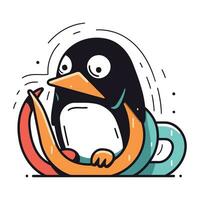 Cute cartoon penguin. Vector illustration in a flat style.