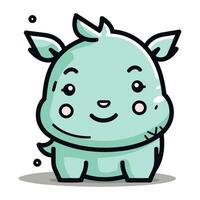 Cute rhinoceros cartoon character vector illustration. Cute cartoon rhinoceros character.