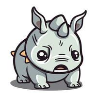 Cute rhinoceros character cartoon vector illustration. Cute baby rhinoceros.