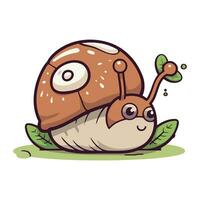 Snail cartoon character. Vector illustration of a cute cartoon snail.