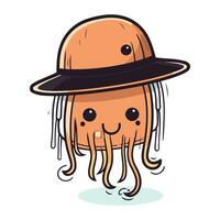 Cute octopus in a hat. Vector cartoon character illustration.