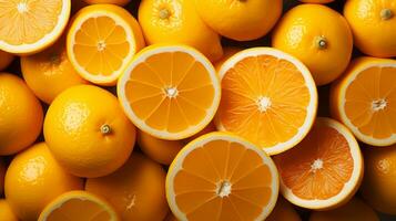 Fresh tangerine slice background on white background. Ai generated. photo