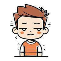 Angry Boy Face   Cartoon Vector Illustration