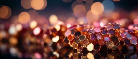 Jewelry background with bokeh defocused lights and stars. Digital illustration of your design. AI Generated. photo