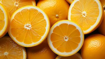 Fresh clementine slice background on white background. Ai generated. photo