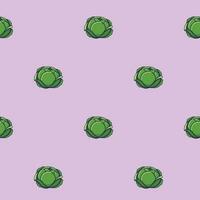 Cute cartoon Cabbage seamless pattern. Vector hand drawn cartoon Cabbage illustration. Hand drawn Cabbage texture. Pattern design for kids clothes.