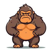 Gorilla Cartoon Mascot Character with Crossed Arms Vector