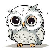 Cute cartoon owl with big eyes. Vector illustration isolated on white background.