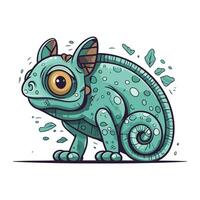 Cute cartoon chameleon. Vector illustration isolated on white background.