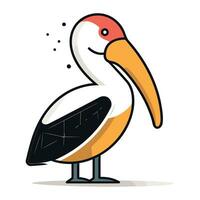 Pelican isolated on white background. Cartoon style. Vector illustration.