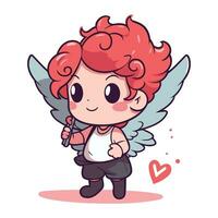 Cute Cupid with a bow and arrow. Vector illustration.