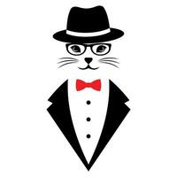 Illustration of a black cat in a suit and hat vector