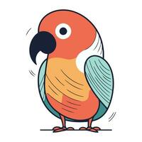 Parrot. Vector illustration in flat style. Isolated on white background.