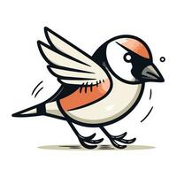 Vector illustration of a cute cartoon bullfinch on white background.