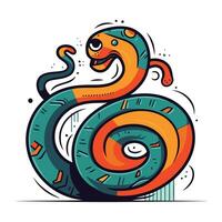 Cartoon snake. Colored vector illustration. Isolated on white background.