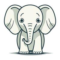Cute Cartoon Elephant. Vector illustration isolated on a white background.