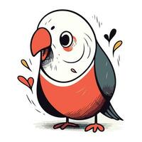 Vector illustration of cute cartoon parrot. Isolated on white background.