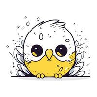 Cute little bird. Vector illustration. Isolated on white background.