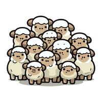 Sheep family cartoon character vector illustration. Cute sheep family.