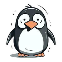 Cute cartoon penguin. Vector illustration isolated on white background.