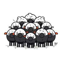 Flock of sheep   cute cartoon animal character vector illustration design.