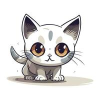 Cute cartoon cat on white background. Vector illustration in a flat style.