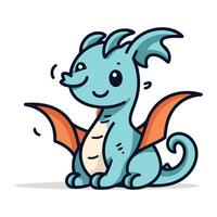 Cute cartoon dragon. Vector illustration. Isolated on white background.