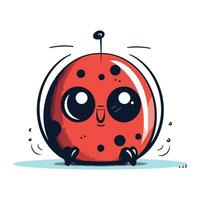 Cute cartoon ladybug. Vector illustration isolated on white background.