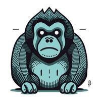 Gorilla vector illustration. Hand drawn style. Vector illustration.