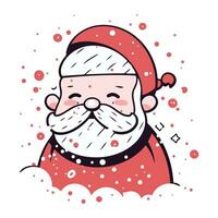Santa Claus with mustache and beard. Vector illustration in cartoon style.