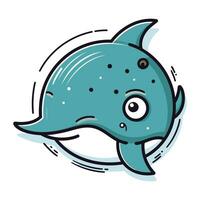 Vector illustration of cute cartoon narwhal isolated on white background.