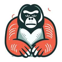 Monkey in a red suit. Vector illustration in flat style.