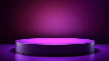 AI Generated Minimalist circle podium for product display and presentation with royal purple colour. Purple podium for product promotion. photo