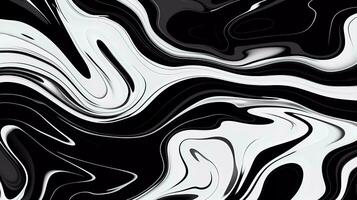 AI Generated Marble art painting white and black abstract liquid paint pattern. Marbling wallpaper design with natural luxury style swirls. photo