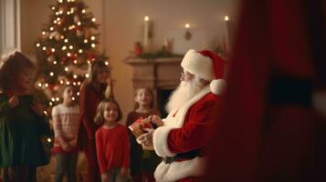 un reconfortante Navidad escena con Papa Noel claus en su icónico rojo traje, ai generativo foto