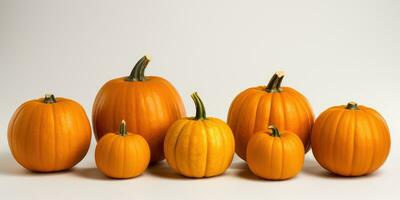 Isolated pumpkins on white background, AI Generative photo