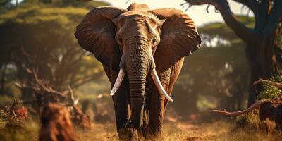 A image big elephant in wildlife, AI Generative photo